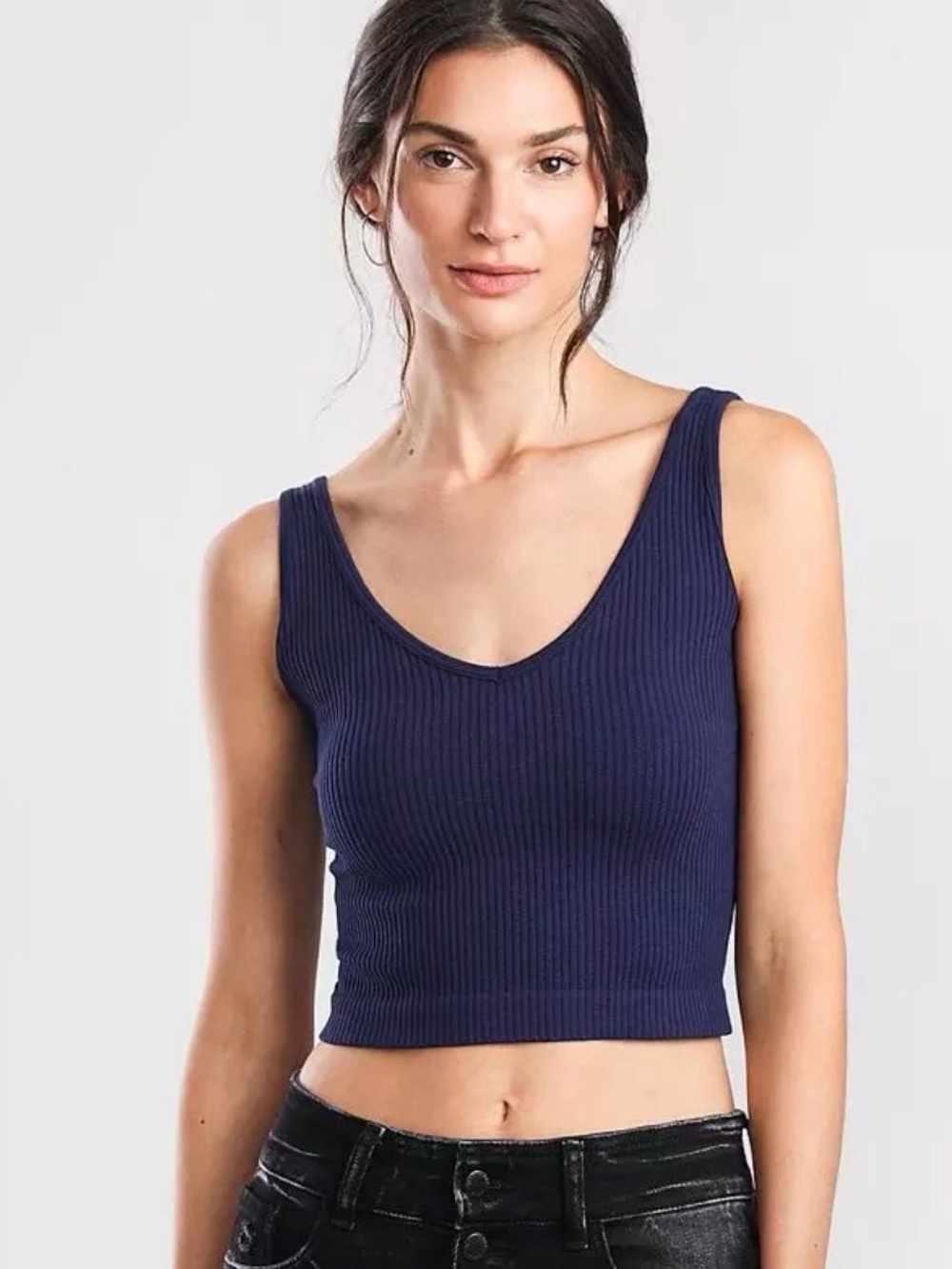 Free people ribbed brami tank Navy NWT XS/S